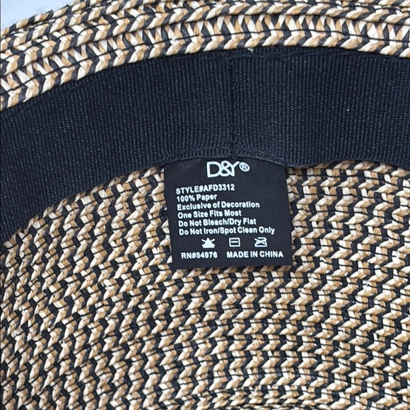 D&Y Tan and Black Woven Hat D&Y Paper Fedora Hat - Picture 5 of 6